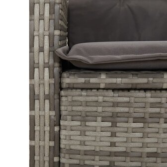 2-delige Tuinset met kussens poly rattan grijs