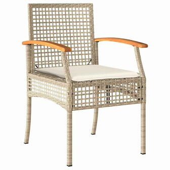 3-delige Tuinset met kussens poly rattan beige