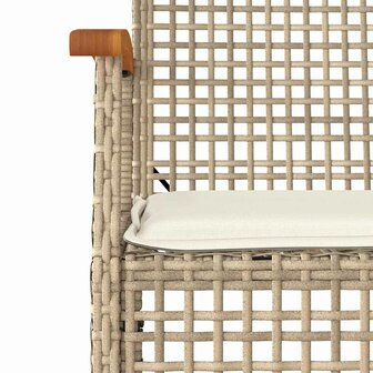 3-delige Tuinset met kussens poly rattan beige