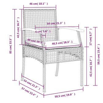 3-delige Tuinset met kussens poly rattan beige