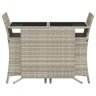 3-delige Bistroset met kussens poly rattan lichtgrijs