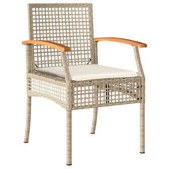 3-delige Tuinset met kussens poly rattan beige