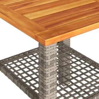 3-delige Bistroset met kussens poly rattan en acaciahout grijs