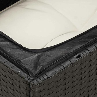 4-delige Loungeset met kussens poly rattan zwart