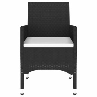 3-delige Bistroset poly rattan en gehard glas zwart