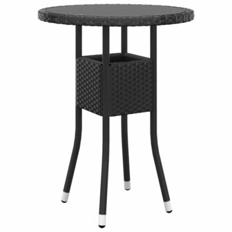 3-delige Bistroset poly rattan en gehard glas zwart