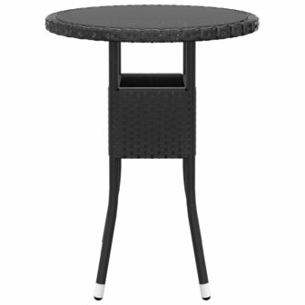 3-delige Bistroset poly rattan en gehard glas zwart