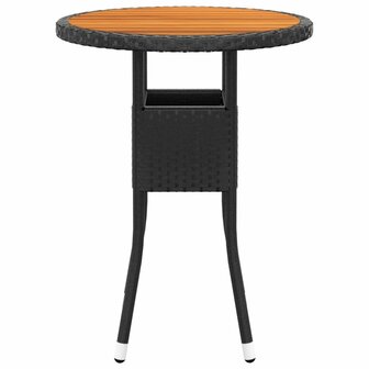 3-delige Bistroset poly rattan en massief hout zwart