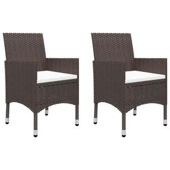3-delige Bistroset poly rattan en gehard glas bruin