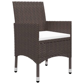 3-delige Bistroset poly rattan en gehard glas bruin
