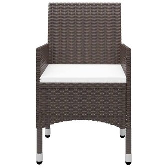3-delige Bistroset poly rattan en gehard glas bruin