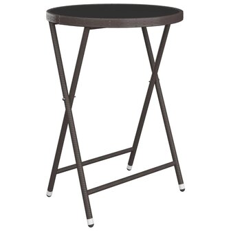3-delige Bistroset poly rattan en gehard glas bruin