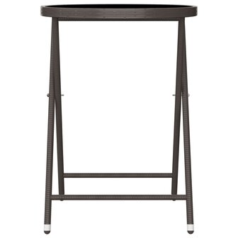 3-delige Bistroset poly rattan en gehard glas bruin