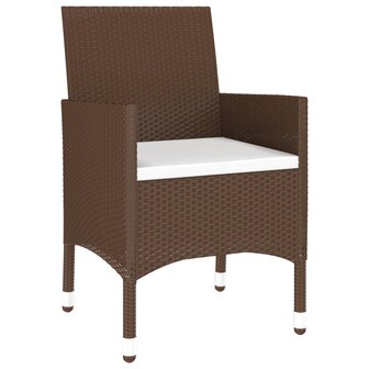 3-delige Bistroset poly rattan en gehard glas bruin