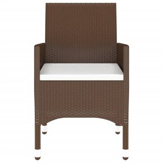 3-delige Bistroset poly rattan en gehard glas bruin