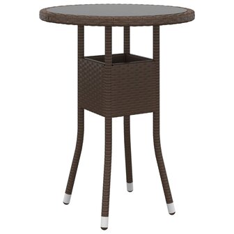 3-delige Bistroset poly rattan en gehard glas bruin
