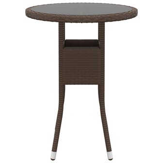 3-delige Bistroset poly rattan en gehard glas bruin