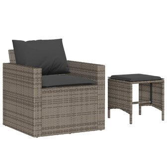 4-delige Loungeset met kussens poly rattan grijs