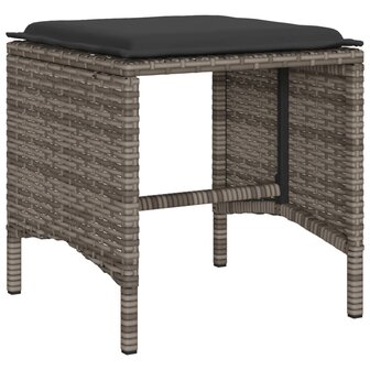4-delige Loungeset met kussens poly rattan grijs