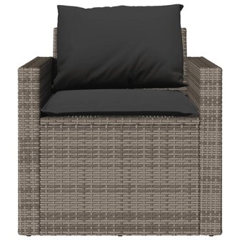 4-delige Loungeset met kussens poly rattan grijs