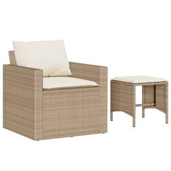 4-delige Loungeset met kussens poly rattan beige