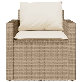 4-delige Loungeset met kussens poly rattan beige
