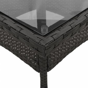 3-delige Tuinset met kussens poly rattan en glas zwart
