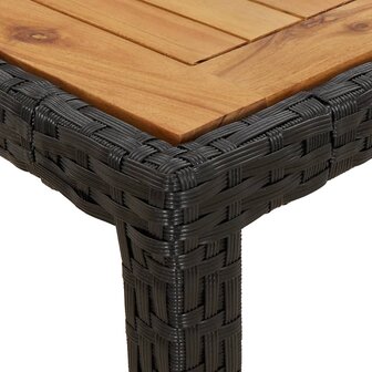 3-delige Tuinset met kussens poly rattan en acaciahout zwart