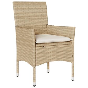 3-delige Tuinset met kussens poly rattan en acaciahout beige