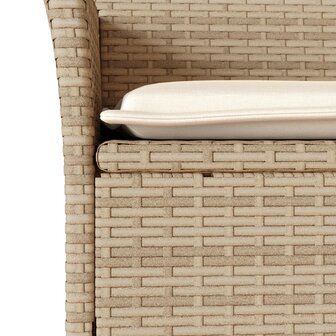 3-delige Tuinset met kussens poly rattan en acaciahout beige