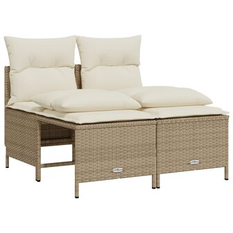 4-delige Loungeset met kussens poly rattan beige