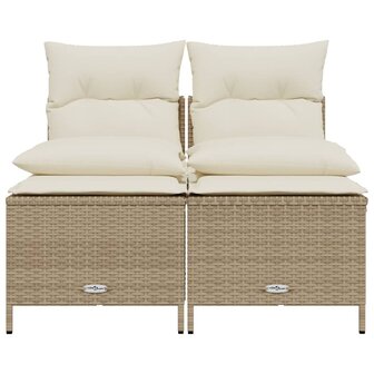 4-delige Loungeset met kussens poly rattan beige