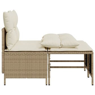4-delige Loungeset met kussens poly rattan beige