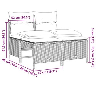 4-delige Loungeset met kussens poly rattan beige