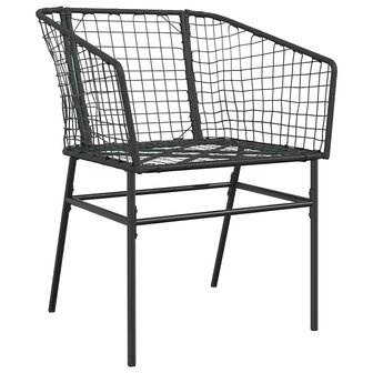 3-delige Tuinset poly rattan glas zwart