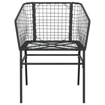 3-delige Tuinset poly rattan glas zwart