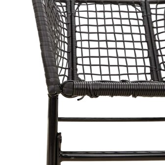 3-delige Tuinset poly rattan glas zwart