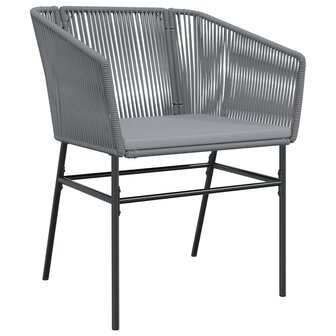3-delige Tuinset met kussens poly rattan glas grijs