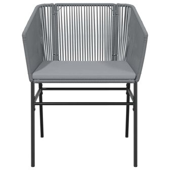 3-delige Tuinset met kussens poly rattan glas grijs