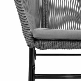 3-delige Tuinset met kussens poly rattan glas grijs