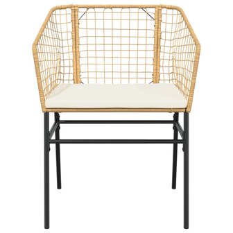 3-delige Tuinset met kussens poly rattan glas bruin