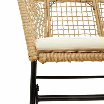 3-delige Tuinset met kussens poly rattan glas bruin