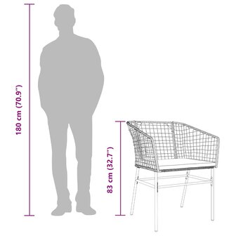 3-delige Tuinset met kussens poly rattan glas bruin