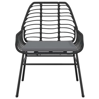 3-delige Tuinset met kussens poly rattan glas zwart