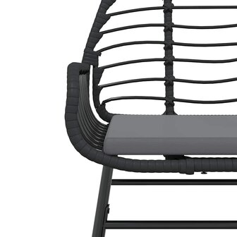 3-delige Tuinset met kussens poly rattan glas zwart