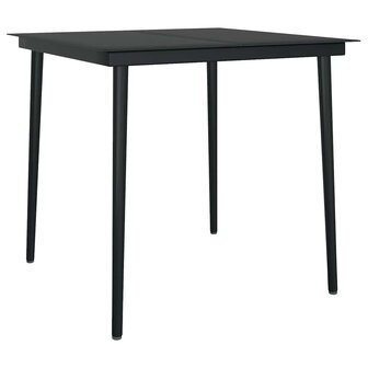 3-delige Tuinset met kussens poly rattan glas zwart