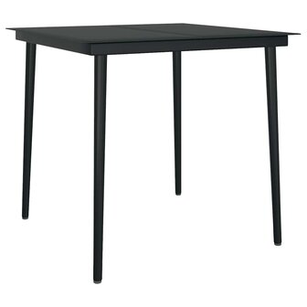 3-delige Tuinset met kussens poly rattan glas zwart