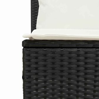 3-delige Tuinset met kussens poly rattan zwart