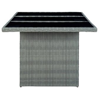 Tuintafel poly rattan en gehard glas lichtgrijs