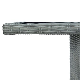 Tuintafel poly rattan en gehard glas lichtgrijs